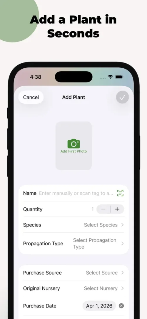 Add a plant in seconds